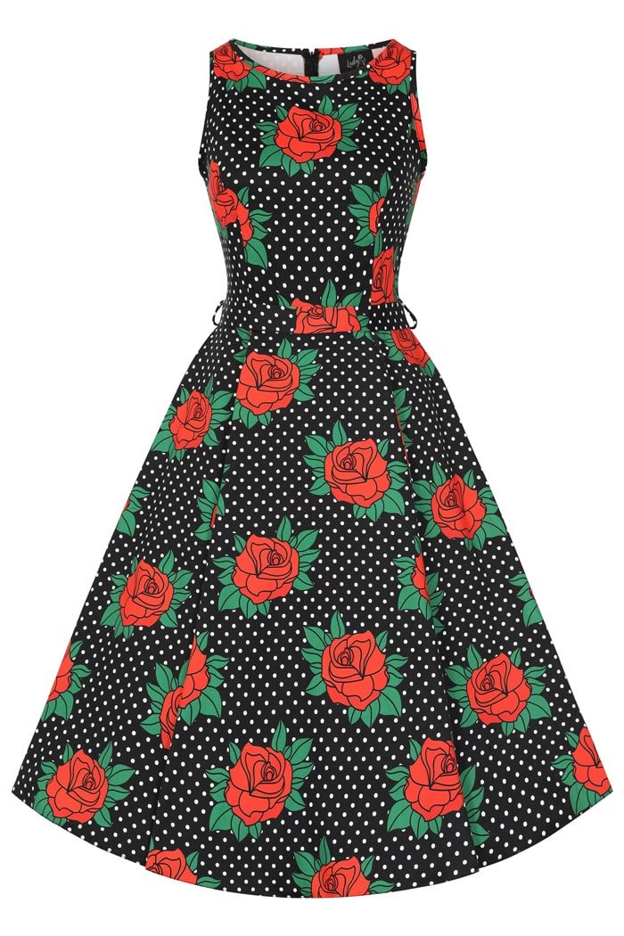 Hepburn Dress - Rockabilly Rose - Lady V London