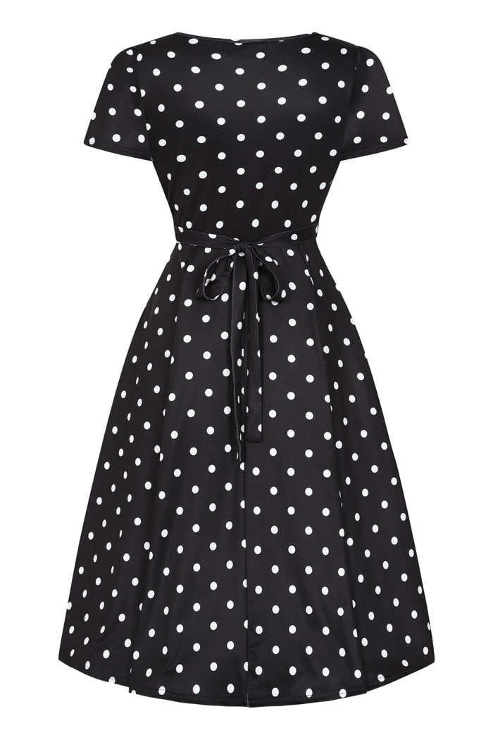 Lyra Dress - Black Polka Dot - Lady V London