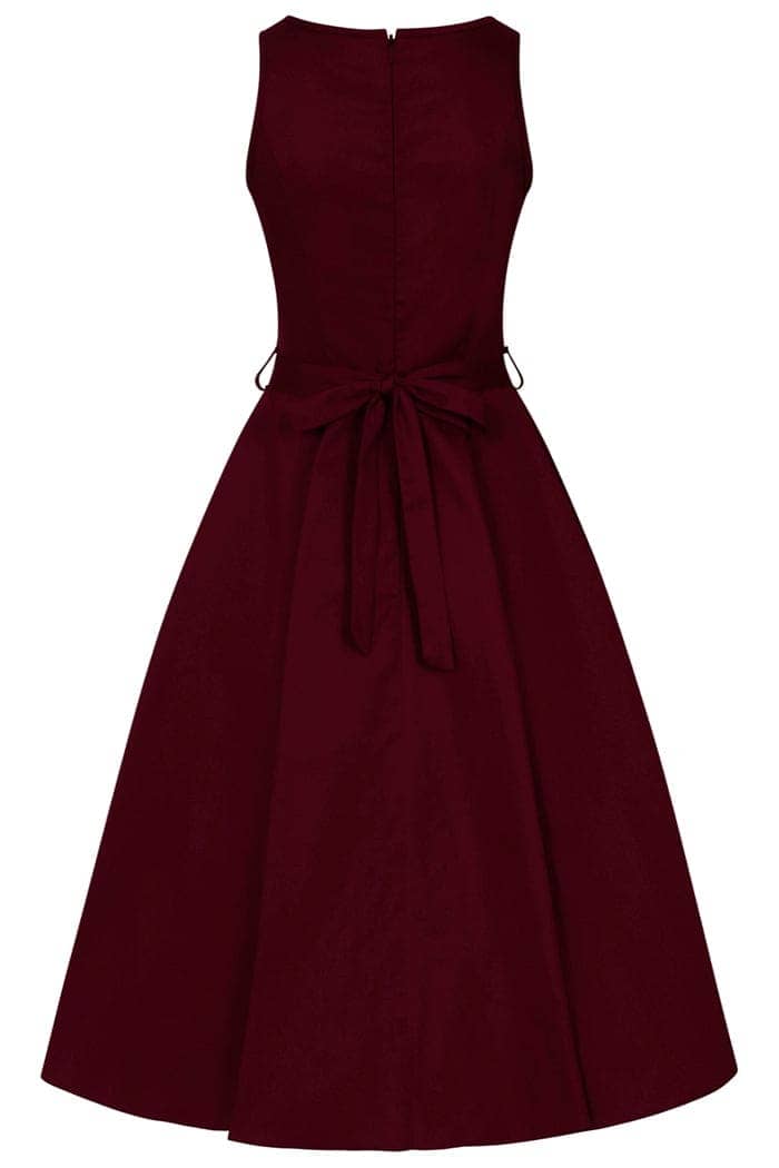 Hepburn Dress - Wine - Lady V London