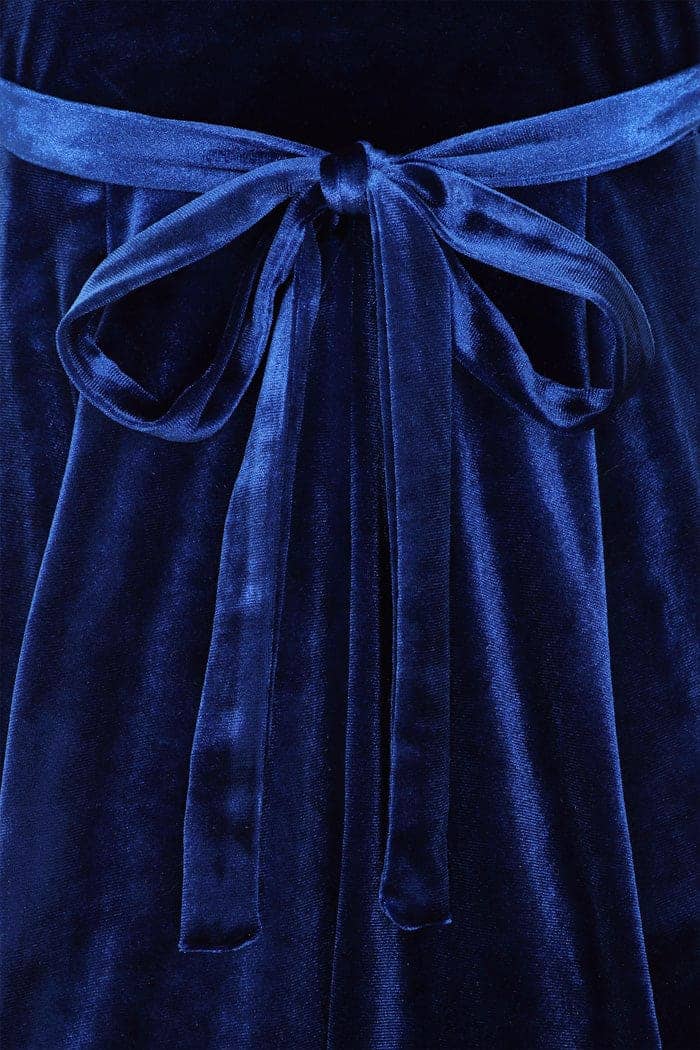 Lyra Mini Dress - Midnight Blue Velvet - Lady V London
