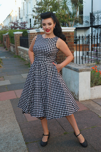 Thumbnail for Hepburn Dress - Heart Gingham, Lady V London