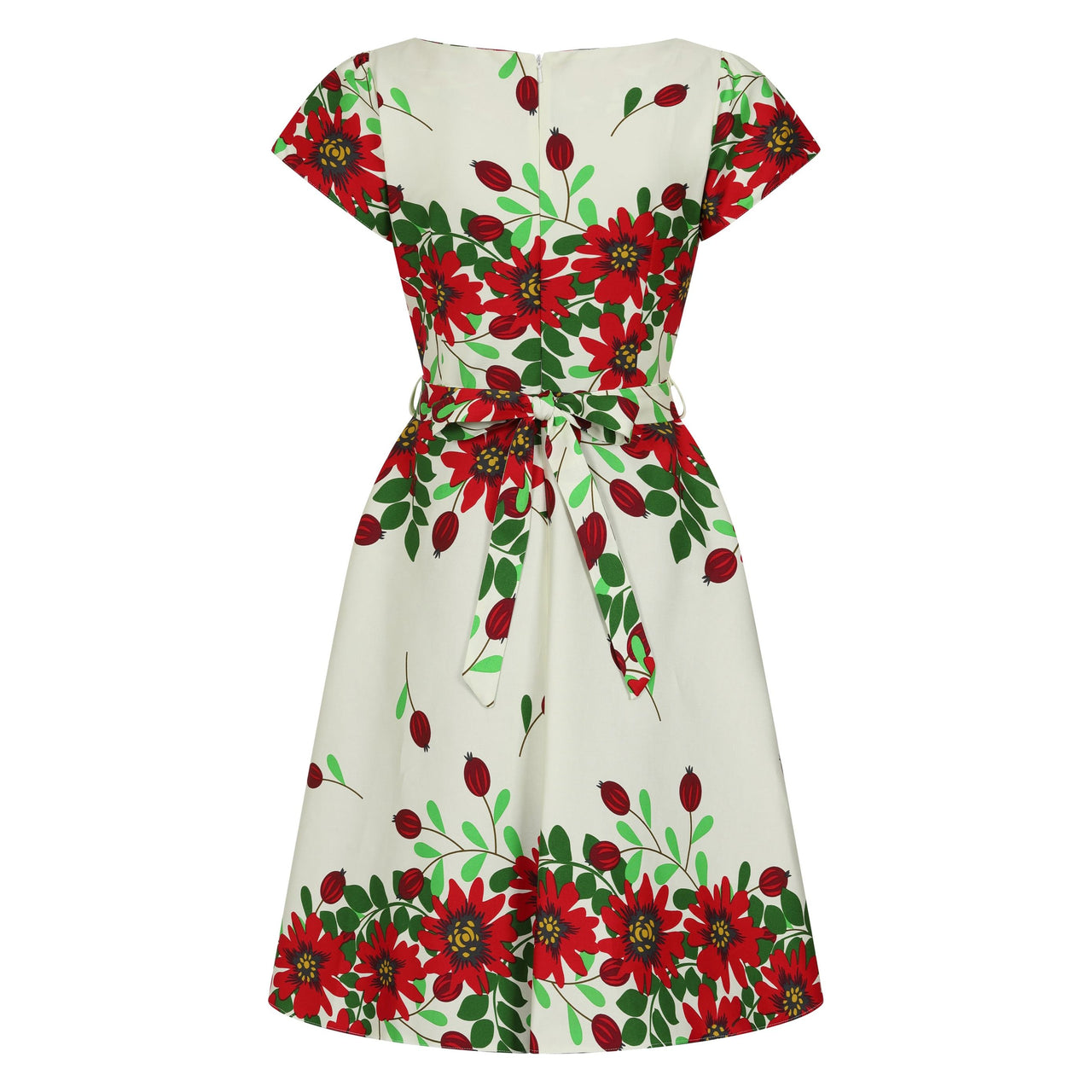 Day Dress - Red Floral Border