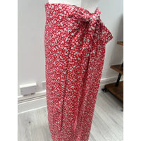 Thumbnail for Wrap Skirt - Red Flowers (S)