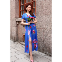 Thumbnail for Lyra Maxi Dress - Cobalt Blue Bouquet