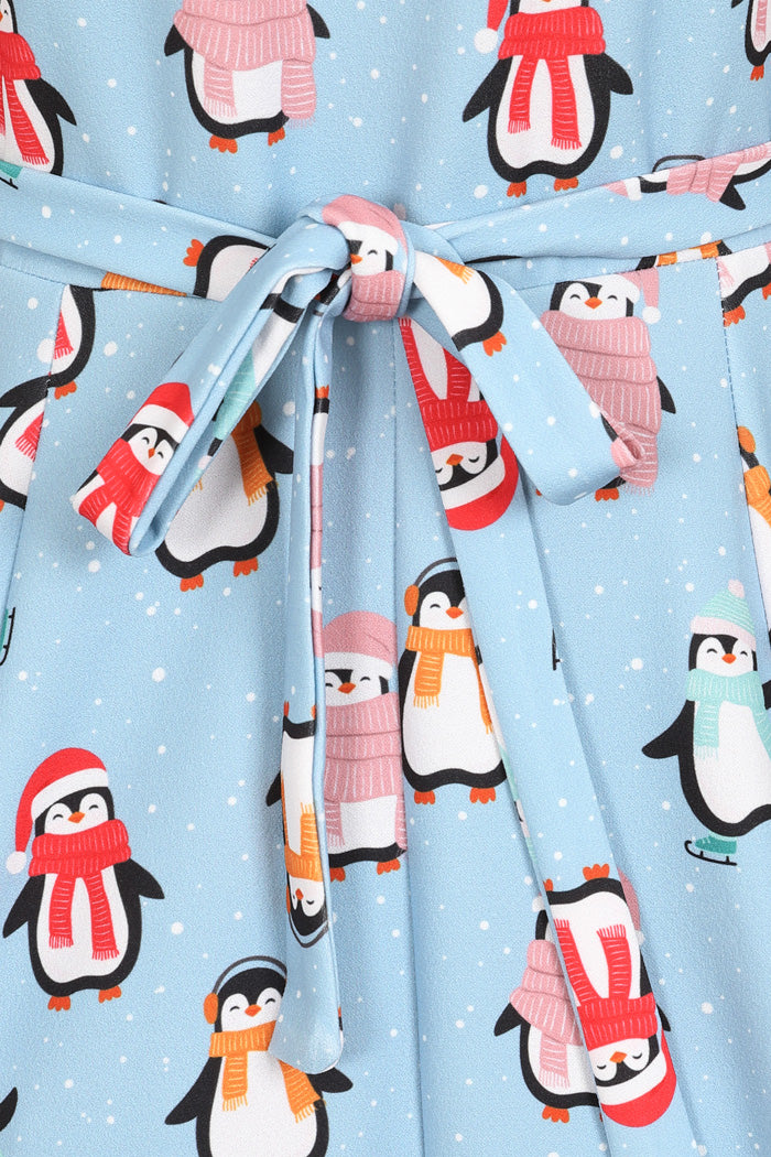 Lyra Mini Dress - Festive Penguin, Lady V London