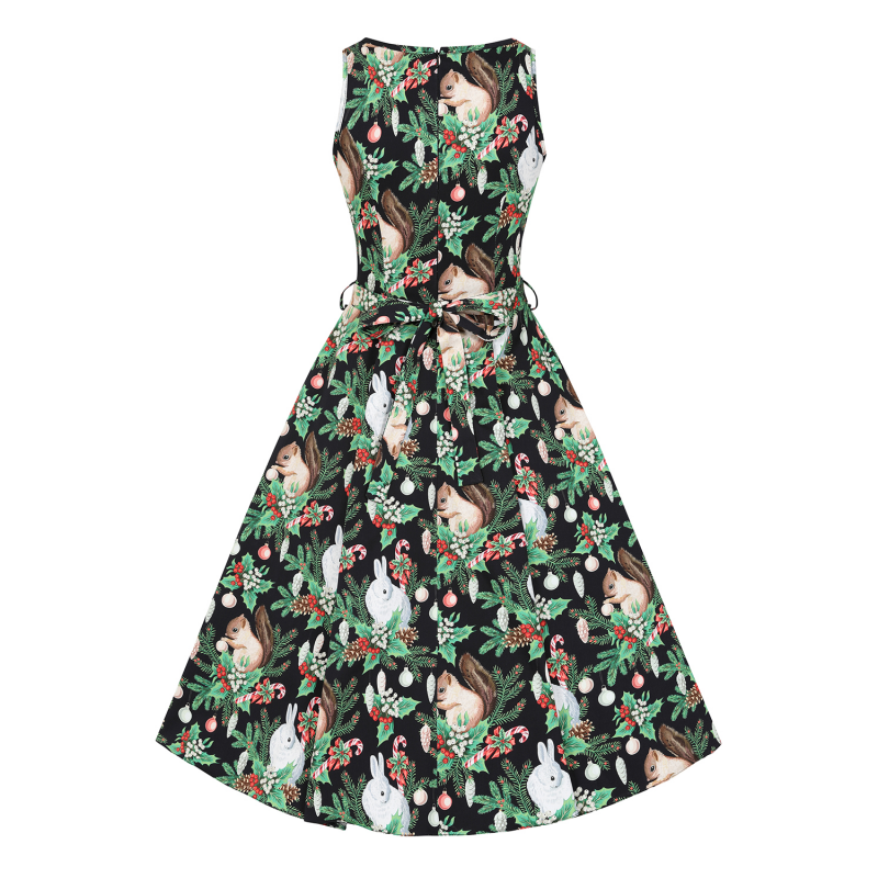 Hepburn Dress - Christmas Critters, Lady V London