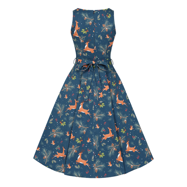 Hepburn Dress - Winter Deer, Lady V London