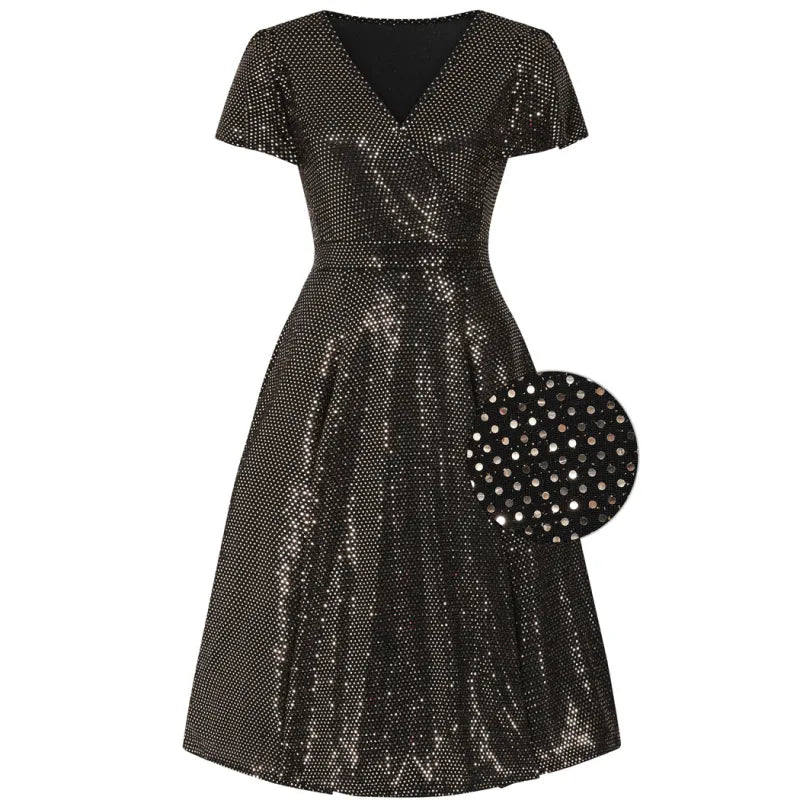 Lyra Dress - Gold Disco Ball Sparkle