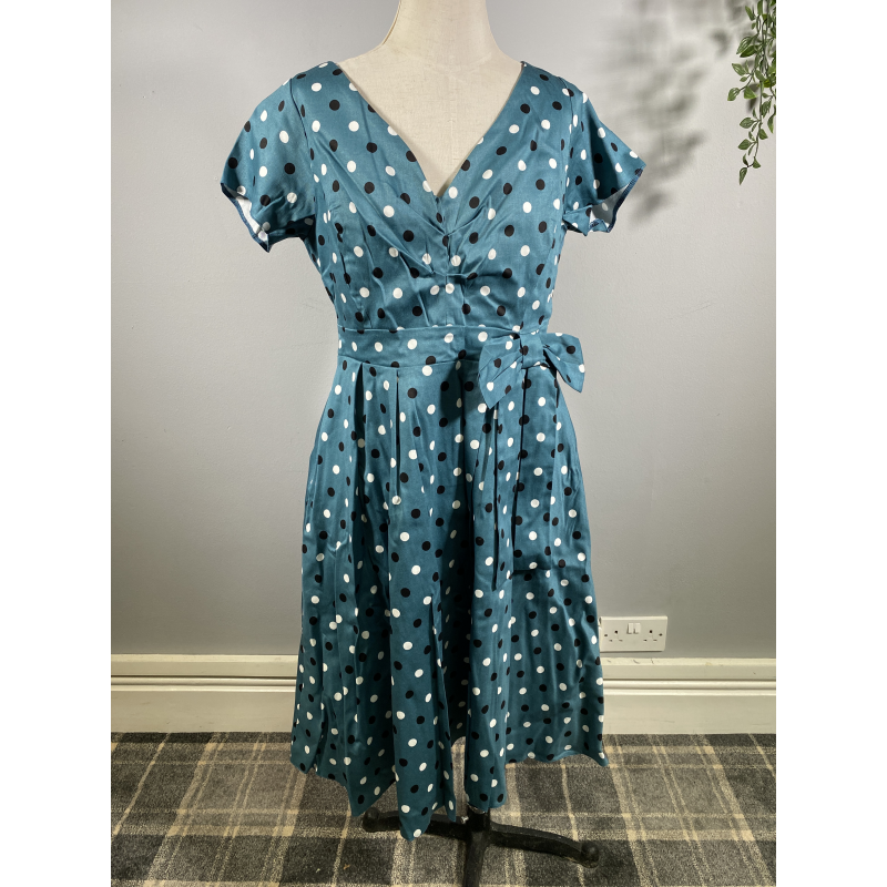 Lady V Dress - Teal Polka, Lady V London