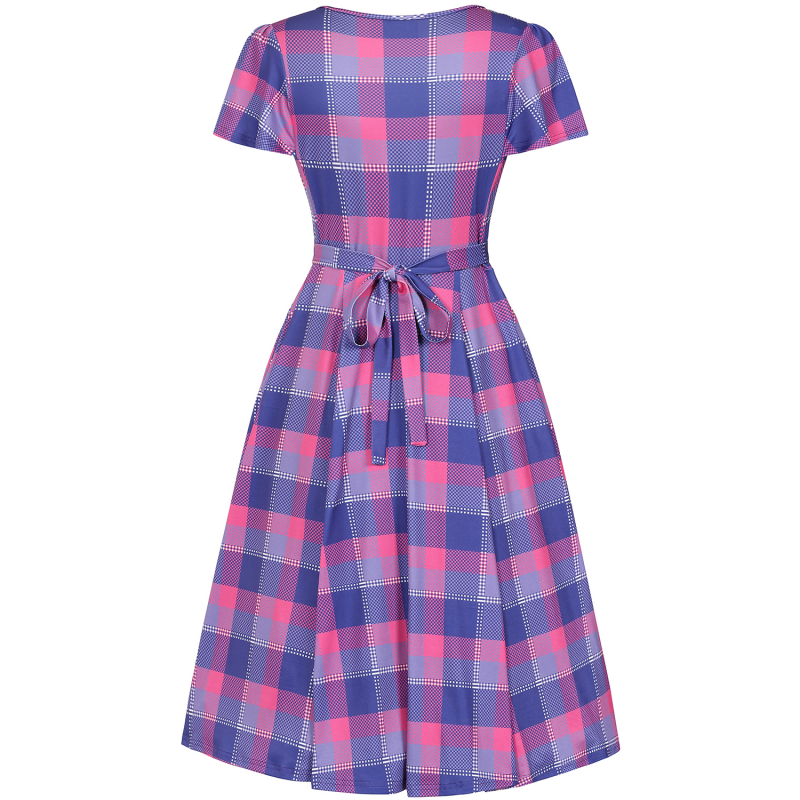 Lyra Dress - Pink and Purple Plaid