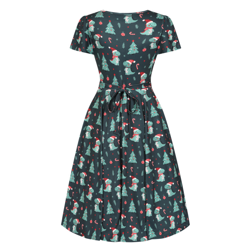 Lyra Dress Cute Xmas Dino Lady V London