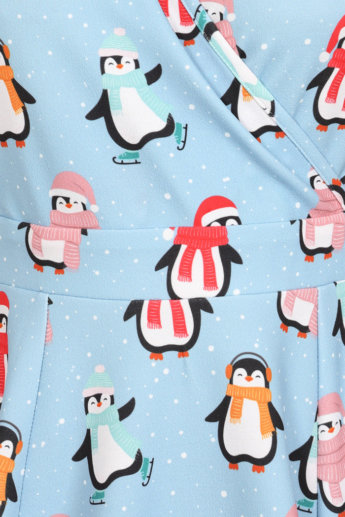 Lyra Mini Dress - Festive Penguin, Lady V London