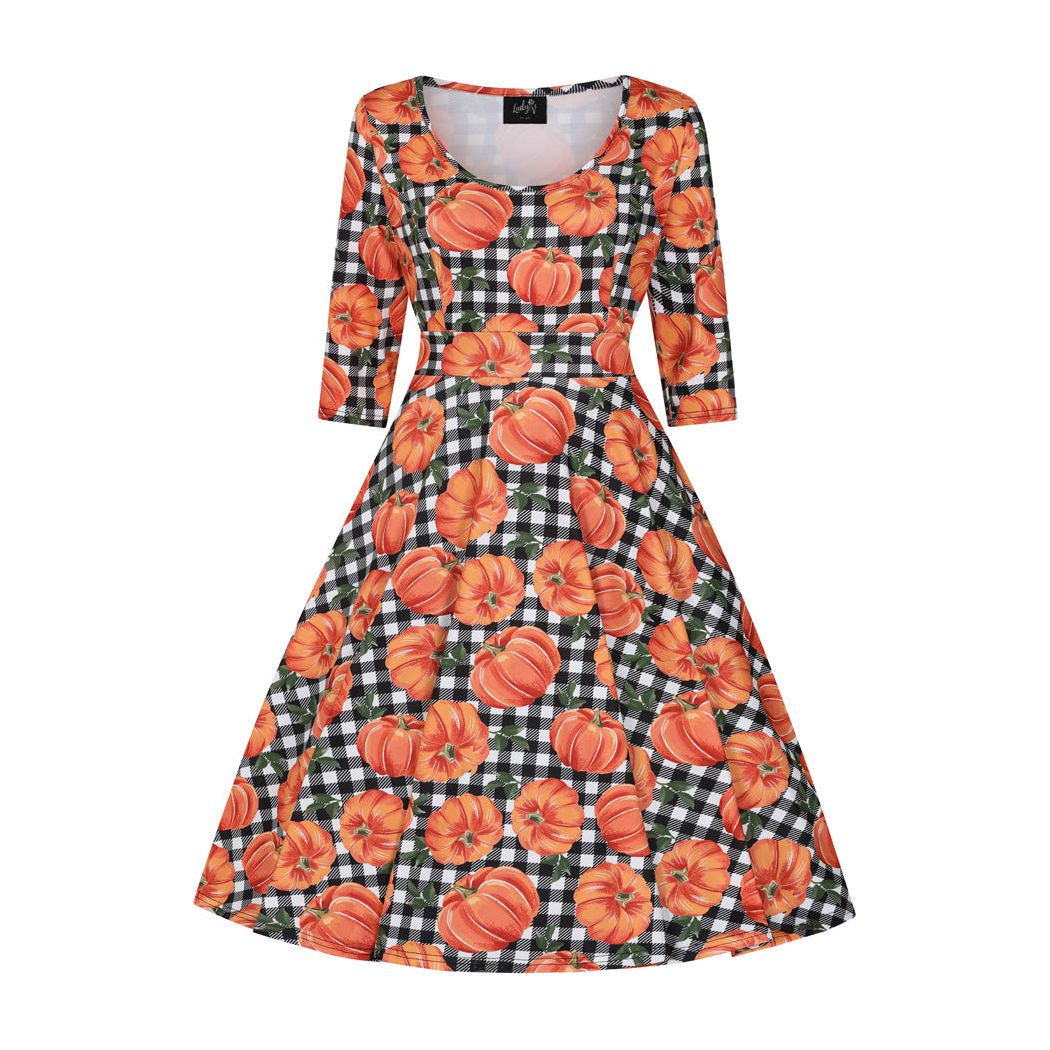 Betty Dress - Pumpkin Gingham, Lady V London