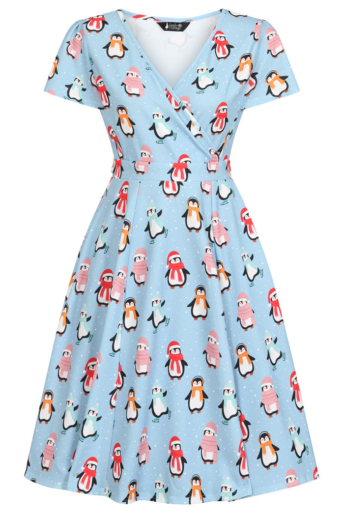 Lyra Mini Dress - Festive Penguin, Lady V London