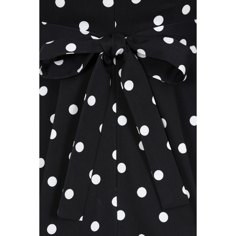 Hepburn Dress - Black Polka Dot, Lady V London