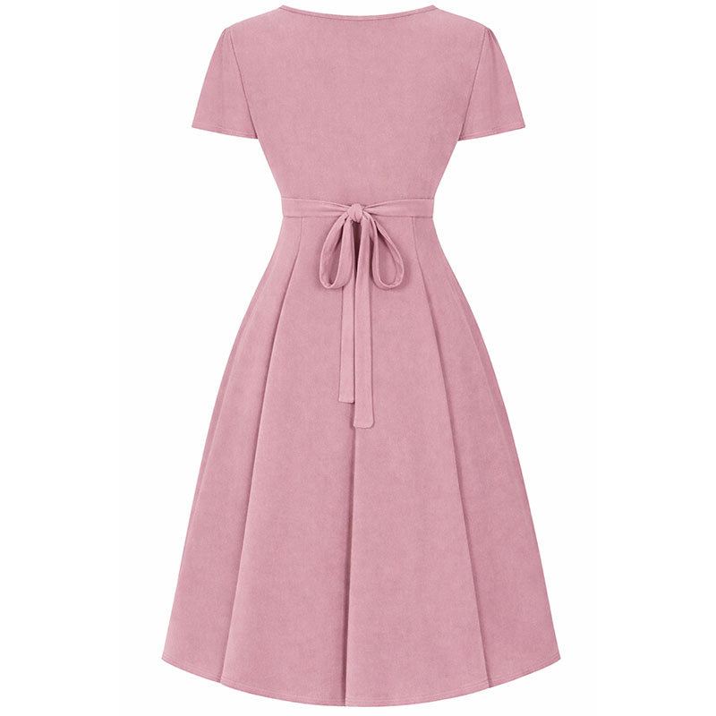 Short Sleeve Lyra Dress - Dusty Pink Lady V London Short Sleeve Lyra Dress - Dusty Pink Lady V London