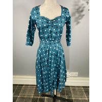 Thumbnail for Lady V Dress - Long Sleeve Teal Polka, Lady V London