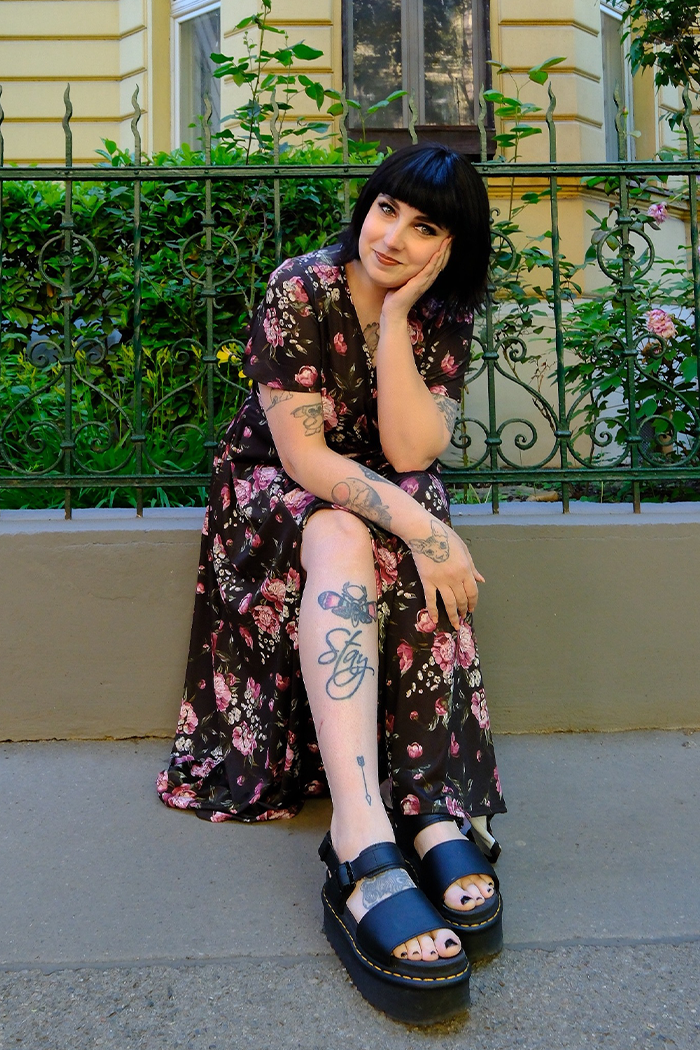 Lyra - Maxi Dress - Pink Blooms on Black