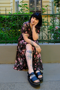 Thumbnail for Lyra - Maxi Dress - Pink Blooms on Black