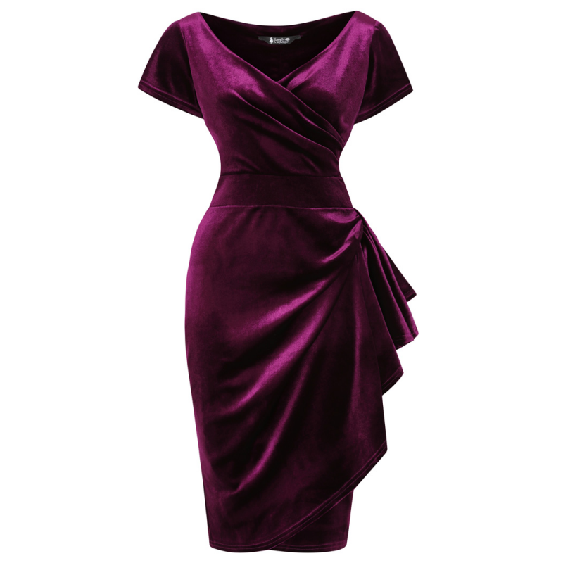 Elsie Dress - Plum Velvet, Lady V London