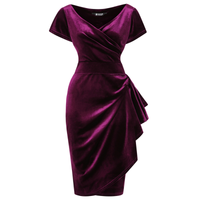 Thumbnail for Elsie Dress - Plum Velvet, Lady V London