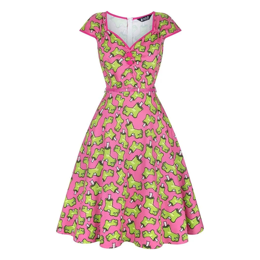 Isabella Dress - Frankies Foot Pink, Lady V London