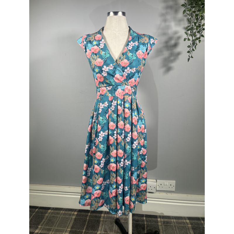 Eva Dress - Aqua Floral (08), Lady V London