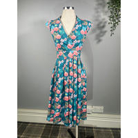 Thumbnail for Eva Dress - Aqua Floral (08), Lady V London