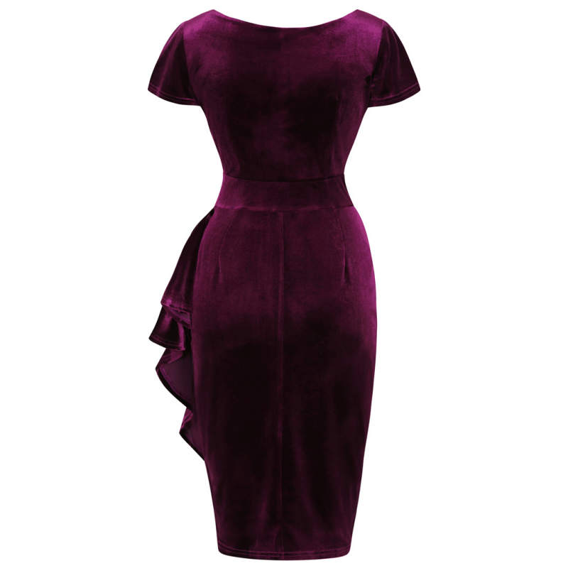 Elsie Dress - Plum Velvet, Lady V London