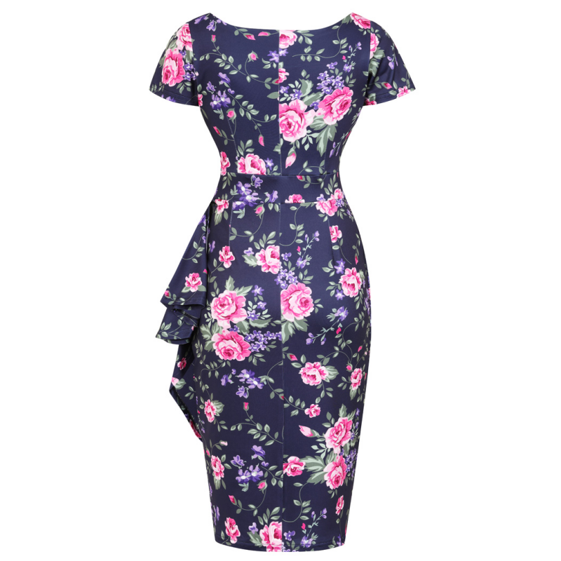 Elsie Dress - Pink and Navy Floral