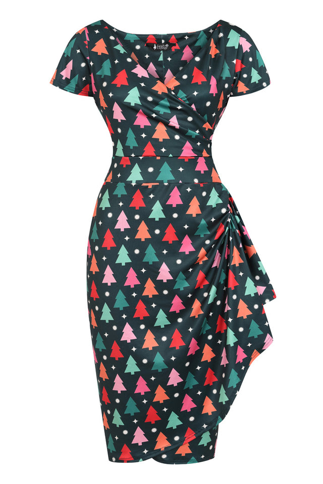 Elsie Dress - Retro Trees, Lady V London