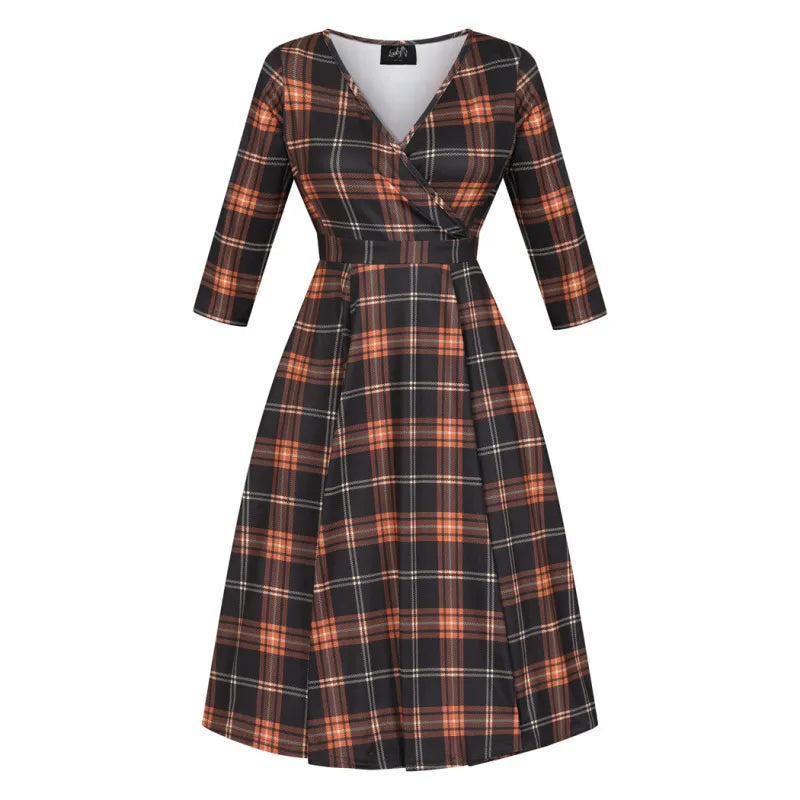 Lyra Dress Fall Tartan Lady V London
