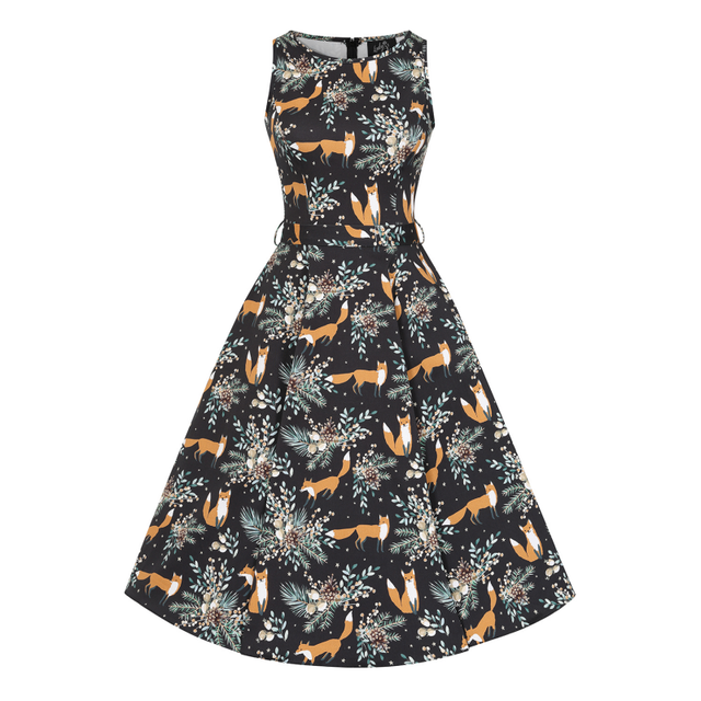 Hepburn Dress - Foxes, Lady V London