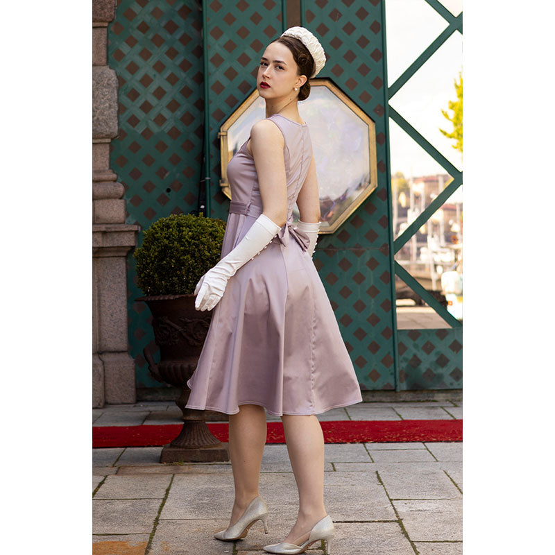 Hepburn Dress - Rose Quartz Sateen Lady V London Hepburn Dress - Rose Quartz Sateen Lady V London