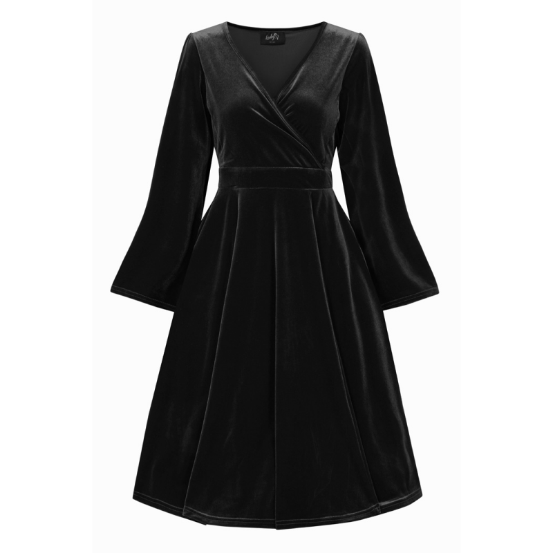 Zelda Dress - Black Velvet, Lady V London