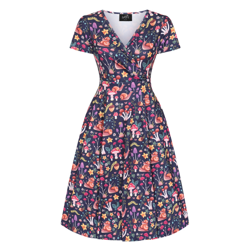 Lyra Dress - Fall Critters Blue, Lady V London