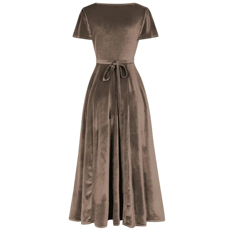 Lyra Maxi Dress - Golden Mocha Velvet