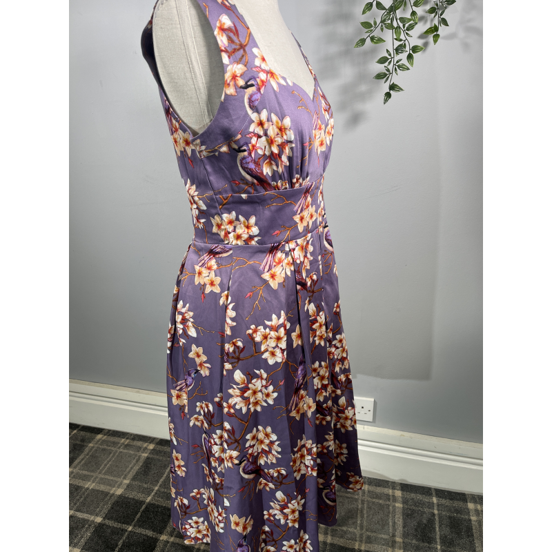 Eloise Dress - Purple Bird (10), Lady V London