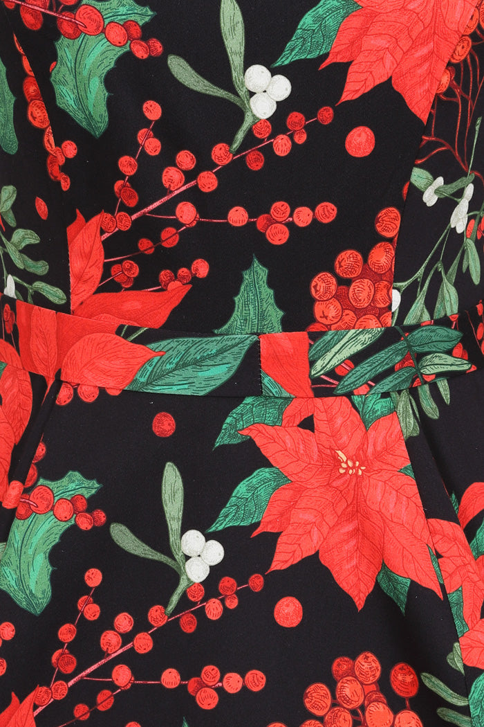 Hepburn Dress - Poinsettia, Lady V London