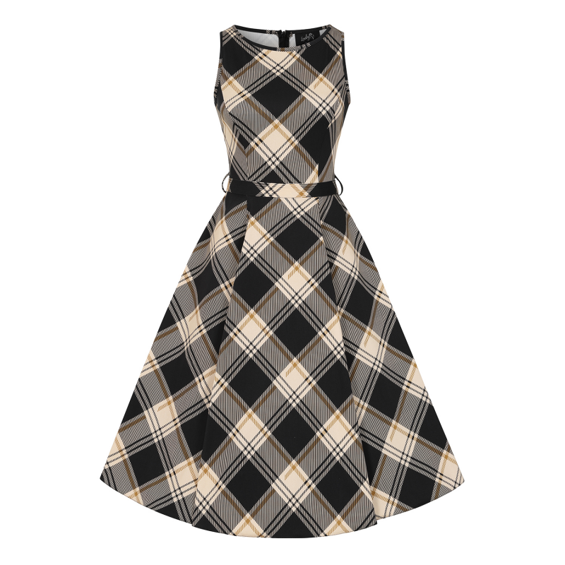 Hepburn Dress - Dark Tartan