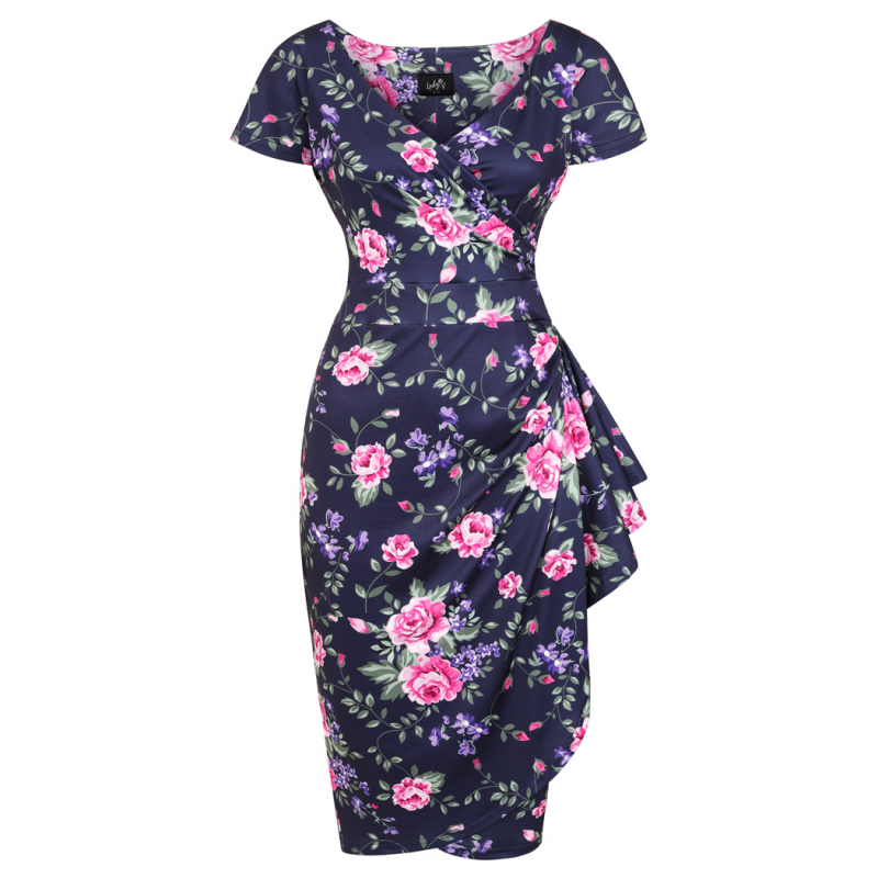 Elsie Dress - Pink and Navy Floral