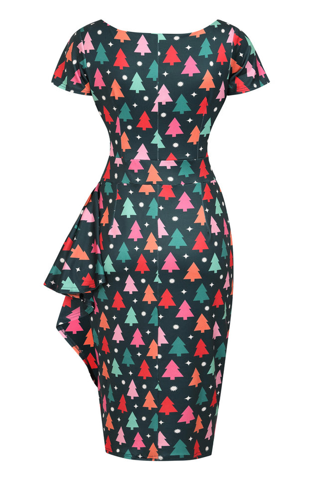 Elsie Dress - Retro Trees, Lady V London