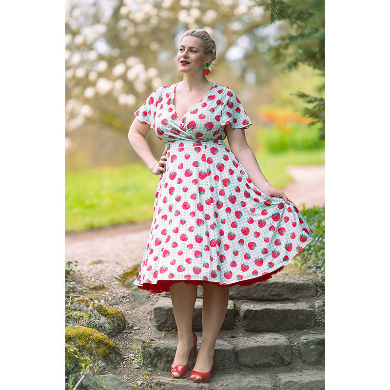 Lyra - Short Sleeve Dress - Strawberry Gingham