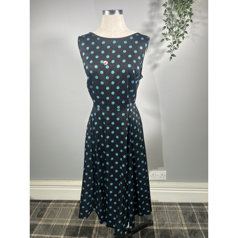 Hepburn Dress - Teal Polka (18), Lady V London