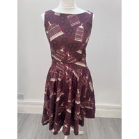 Thumbnail for Hepburn Dress - Burgundy Bird Cages (10), Lady V London