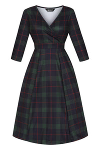 Thumbnail for Lyra Dress - Navy Tartan, Lady V London