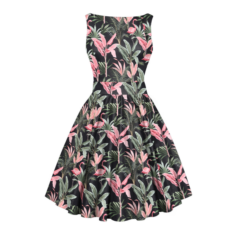 Tea Dress - Flamingo Palm