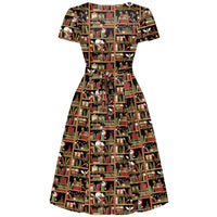 Thumbnail for Lyra Dress - Festive Bookcase