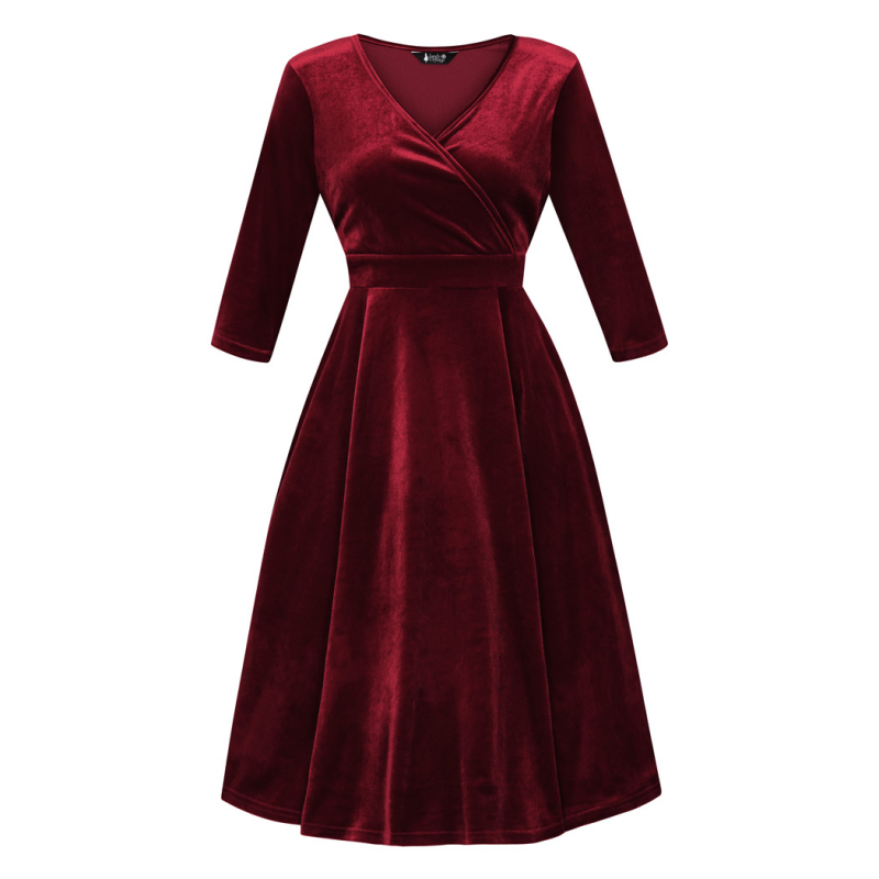 Lyra Dress - Red Velvet, Lady V London