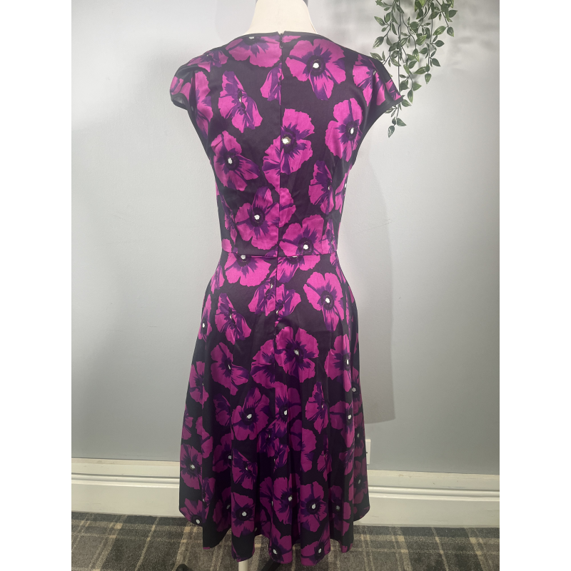 Isabella Dress - Purple Flowers (10), Lady V London